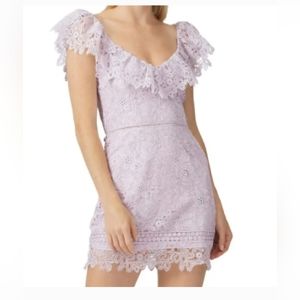 Saylor Adwoa Lilac purple crochet Lace Mini short ruffled Dress Women Milkmaid L